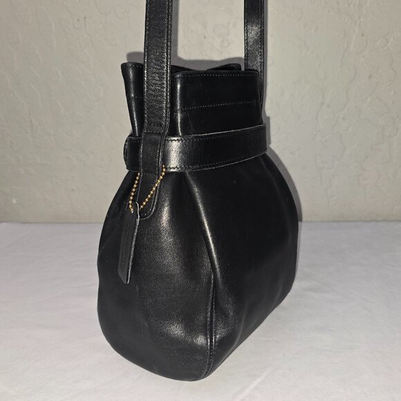 Vintage Coach 4156 Black Leather Belted Pouch Crossbody Bucket Bag - Picture 4 of 13